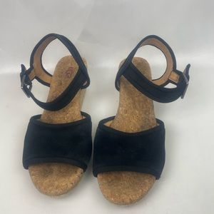 UGG Women's Maybell Wedge Black Sandals US SZ 9